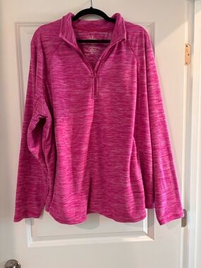 St. John's Bay Hot Pink Heathered Quarter-Zip Pullover